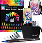 Gift Pack 30 Watercolor Brush Pens with Bags and Pad