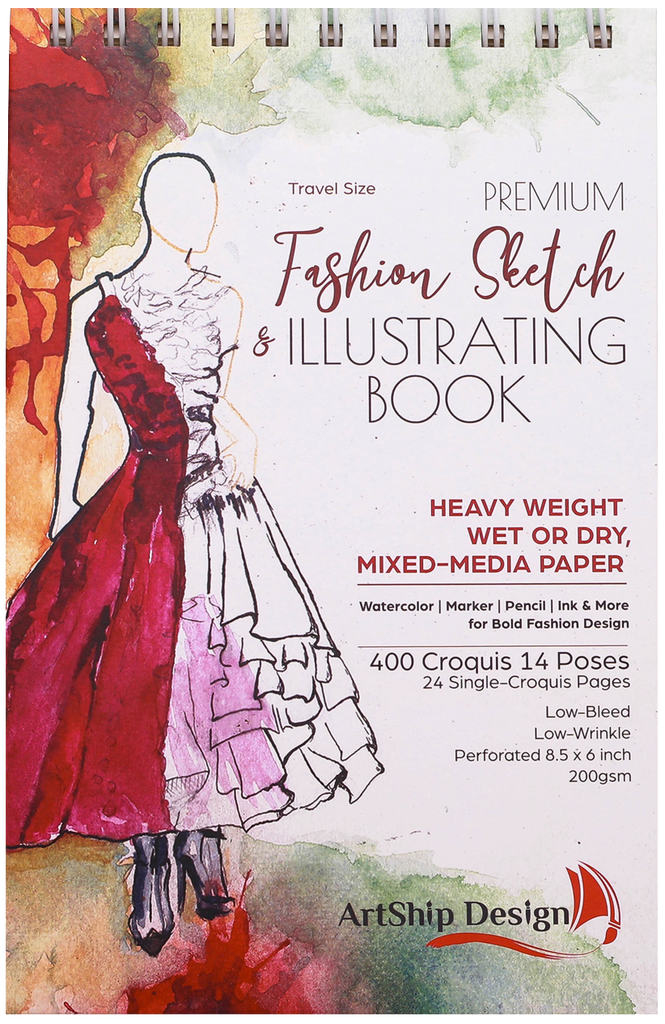 Fashion Sketchbook 400 Figure Templates (8.5x6 Travel Size) – ArtShip Design
