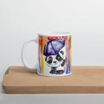 Smiling Panda in the Rain White Glossy Mug by ArtShip Design