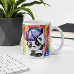 Smiling Panda in the Rain White Glossy Mug by ArtShip Design